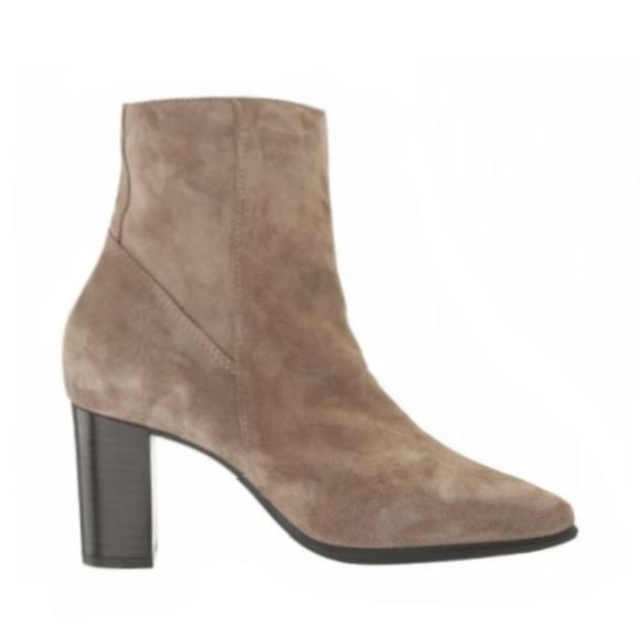 NEW Eric Michael Women Kate Beige Suede Above Ankle Zip Up Block Heel Pointed - Picture 4 of 6
